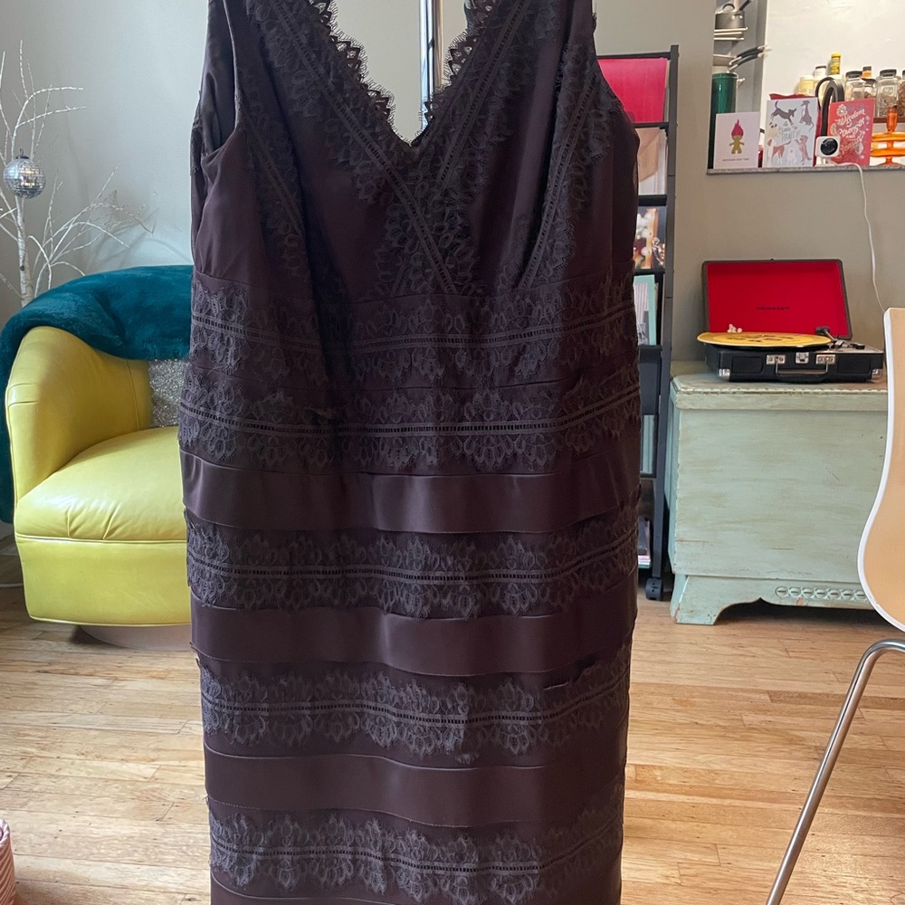 JS Collections Chocolate Lace Midi Dress evening gown, work once